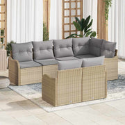 Havesofa Sæt med opbevaring 7 pcs Beige Poly rattan
