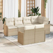 Havesofa Sæt med opbevaring 7 pcs Beige Poly rattan