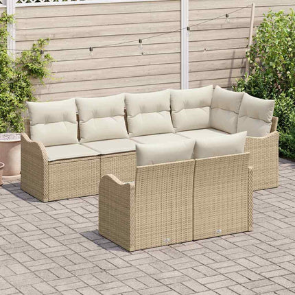 Havesofa Sæt 7 stk. Beige Poly rattan