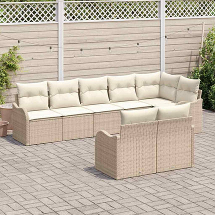Havesofa Sæt 8 stk. Beige og hvid polyrattan
