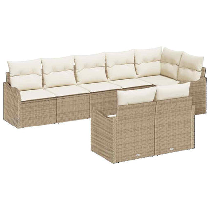Havesofa Sæt 8 stk. Beige og hvid polyrattan