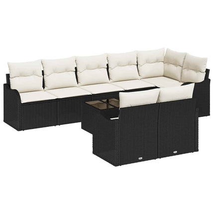 Havesofa Sæt 9 stk. Sort og Hvid polyrattan
