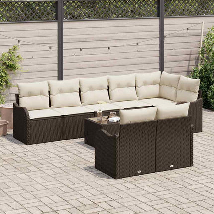 Havesofa Sæt 9 stk. Brun og hvid polyrattan