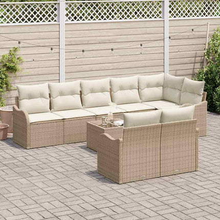 Havesofa Sæt 9 stk. Beige og hvid polyrattan