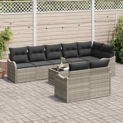 Havesofa Sæt 9 stk. Lysegrå polyrattan