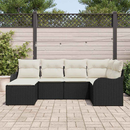 Havesofa Sæt 6 stk. Sort og Hvid polyrattan