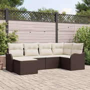 Havesofa Sæt med pude 6 pcs Brun og hvid Poly rattan