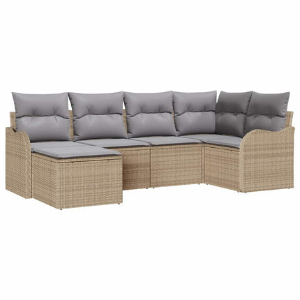 Havesofa Sæt 6 stk. Beige og lys grå polyrattan