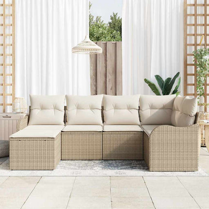 Havesofa Sæt 6 stk. Beige og hvid polyrattan