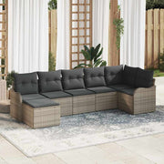 Havesofa Sæt med opbevaring 7 pcs Grå polyrattan