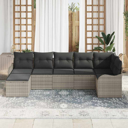 Havesofa Sæt 7 stk. Lysegrå polyrattan