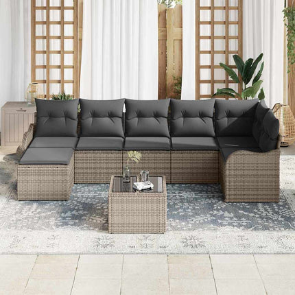Havesofa Sæt 8 stk. Grå polyrattan