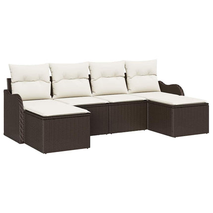 Havesofa Sæt 6 stk. Brun og hvid polyrattan