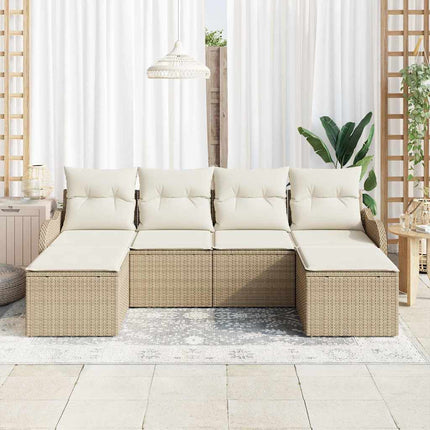 Havesofa Sæt 6 stk. Beige og hvid polyrattan