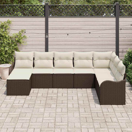 Havesofa Sæt 8 stk. Brun og hvid polyrattan