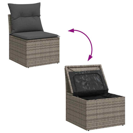 Havesofa Sæt med pude 8 pcs Grå Poly rattan