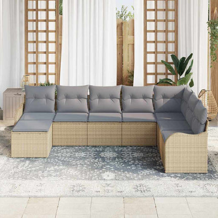 Havesofa Sæt 8 stk. Beige og lys grå polyrattan