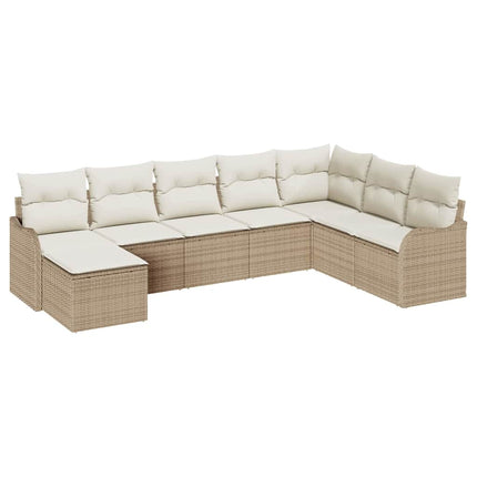Havesofa Sæt 8 stk. Beige og hvid polyrattan