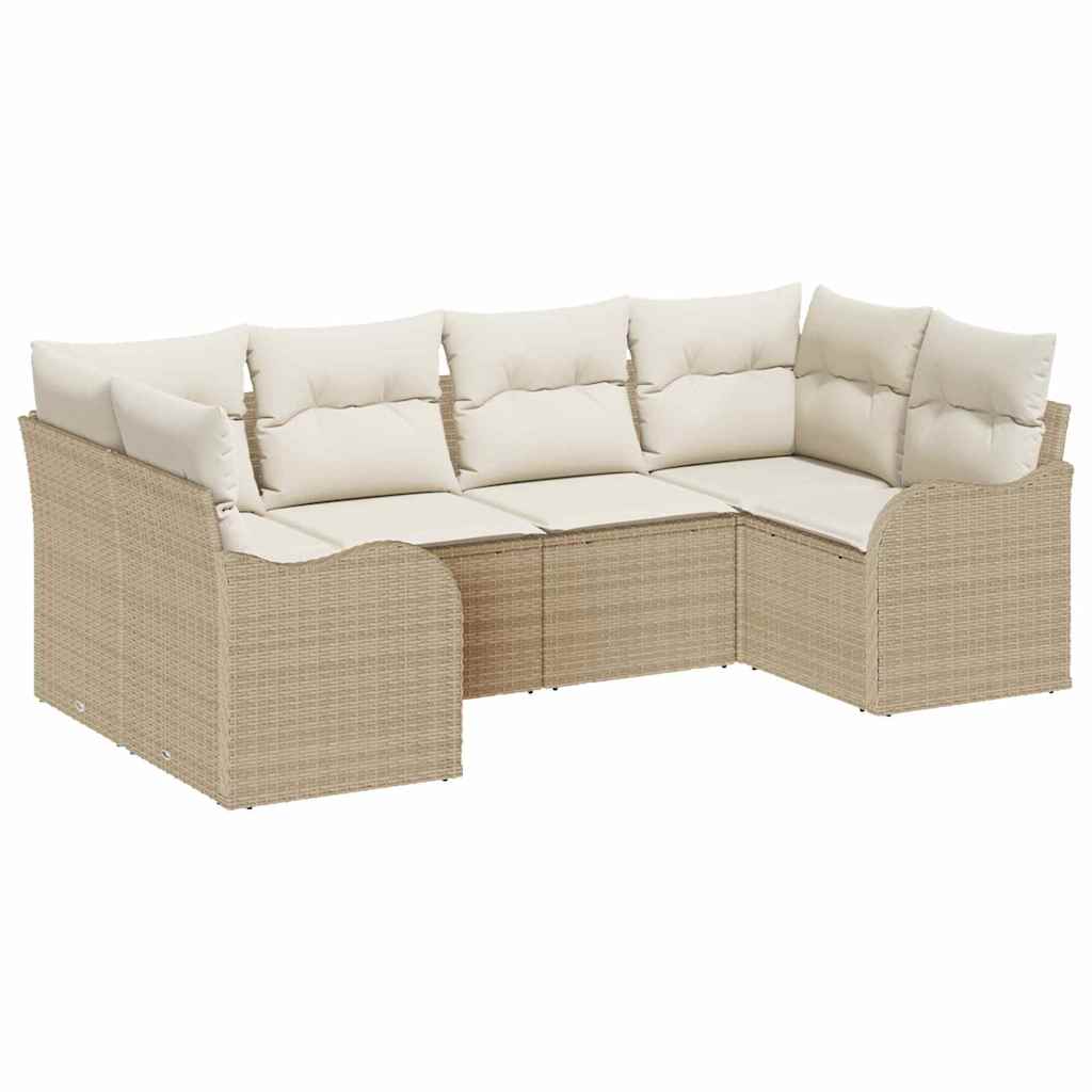 Havesofa Sæt med opbevaring 6 pcs Beige og hvid Poly rattan
