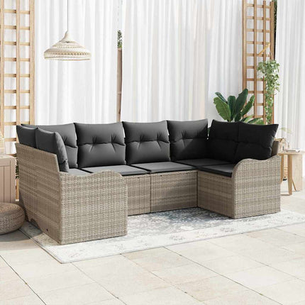 Havesofa Sæt 6 stk. Lysegrå Poly rattan
