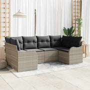 Havesofa Sæt med opbevaring 6 pcs Lysegrå Poly rattan