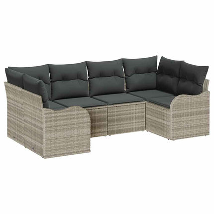 Havesofa Sæt 6 stk. Lysegrå Poly rattan