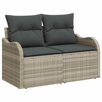Havesofa Sæt 6 stk. Lysegrå Poly rattan
