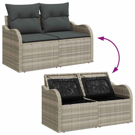 Havesofa Sæt 6 stk. Lysegrå Poly rattan
