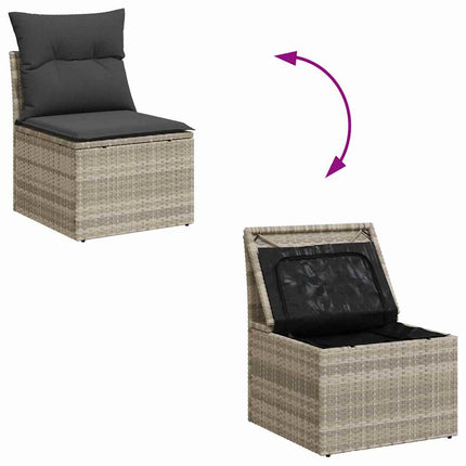 Havesofa Sæt 6 stk. Lysegrå Poly rattan