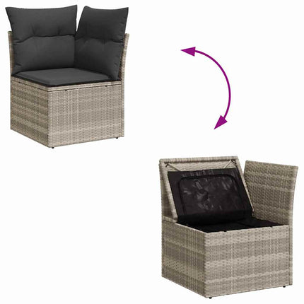 Havesofa Sæt 6 stk. Lysegrå Poly rattan
