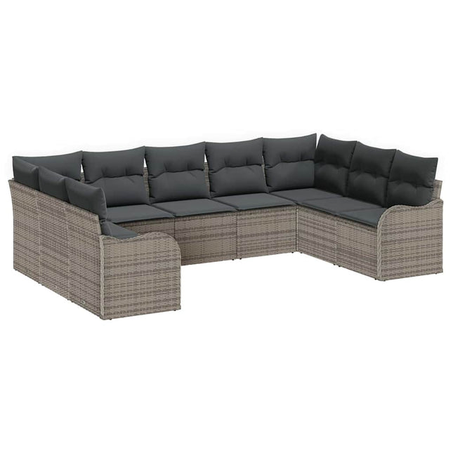 Havesofa Sæt med opbevaring 9 pcs Grå polyrattan