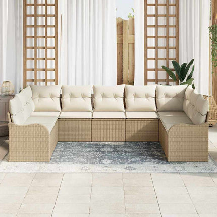 Havesofa Sæt 9 stk. Beige og hvid polyrattan