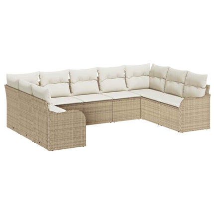 Havesofa Sæt 9 stk. Beige og hvid polyrattan