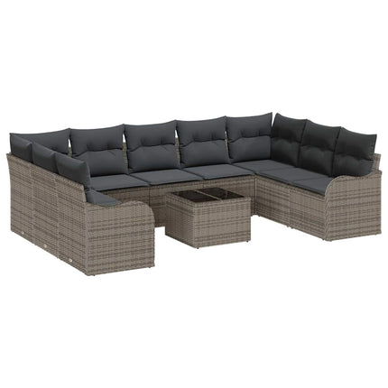 Havesofa Sæt 10 stk. Grå polyrattan