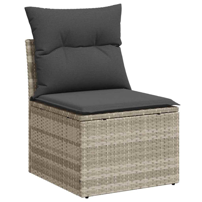 Havesofa Sæt med opbevaring 10 pcs Lysegrå polyrattan