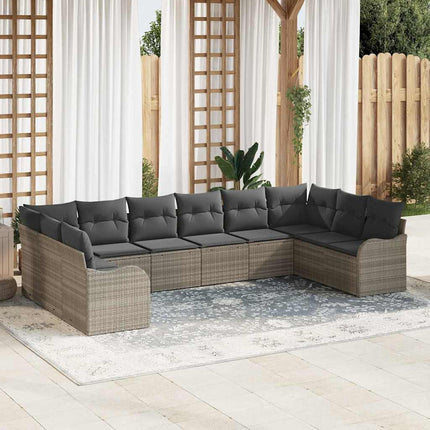 Havesofa Sæt 10 stk. Lysegrå polyrattan