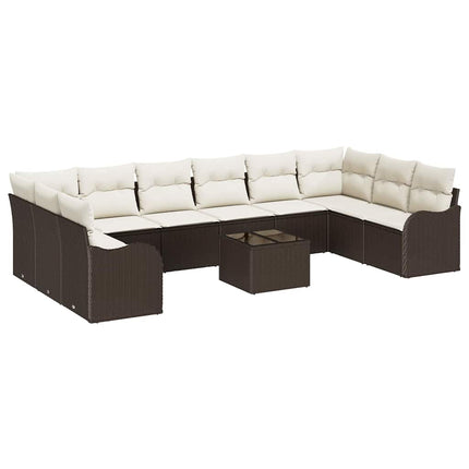 Havesofa Sæt 11 stk. Brun og hvid polyrattan