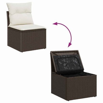 Havesofa Sæt 11 stk. Brun og hvid polyrattan