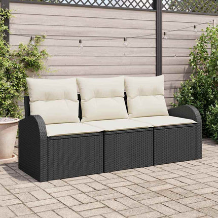 Havesofa Sæt 3 stk. Sort og hvid Poly rattan