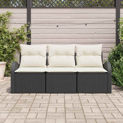 Havesofa Sæt 3 stk. Sort og hvid Poly rattan