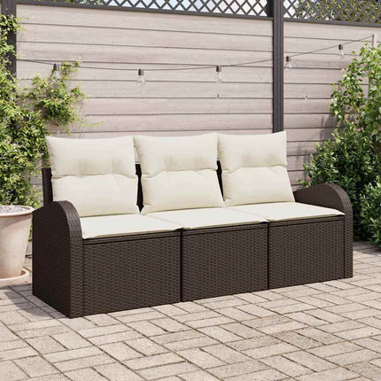 Havesofa Sæt 3 stk. Brun og hvid Poly rattan