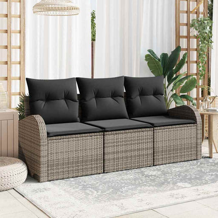 Havesofa Sæt 3 stk. Grå Poly rattan
