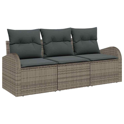 Havesofa Sæt 3 stk. Grå Poly rattan