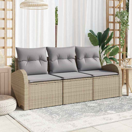 Havesofa Sæt 3 stk. beige og lysegrå Poly rattan