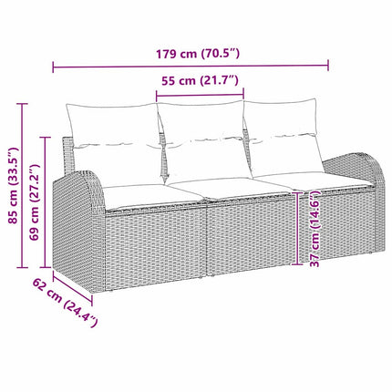 Havesofa Sæt 3 stk. Beige og hvid Poly rattan