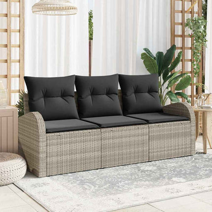 Havesofa Sæt 3 stk. Lysegrå Poly rattan