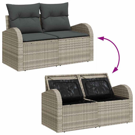 Havesofa Sæt 3 stk. Lysegrå Poly rattan