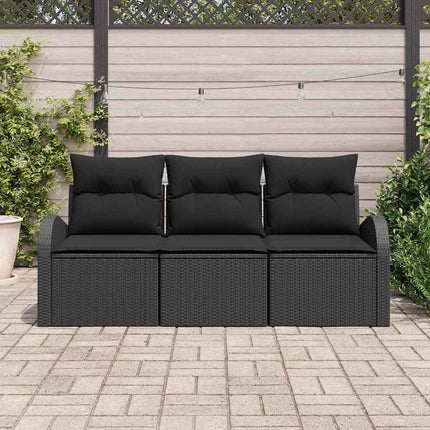 Havesofa Sæt 3 stk. Sort Poly rattan