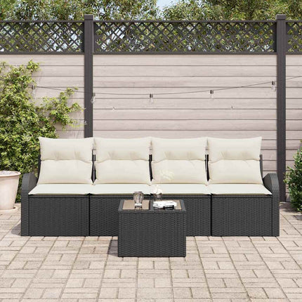 Havesofa Sæt 5 stk. 4-Antal sæder Sort og Cream polyrattan