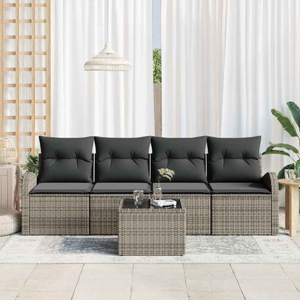 Havesofa Sæt 5 stk. 4-Antal sæder Grå polyrattan